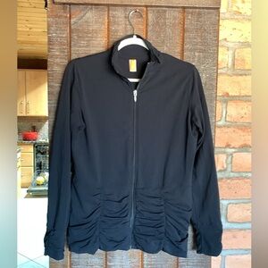 Lucy women’s jacket RUNS SMALL black full zip fitted ruching size large active